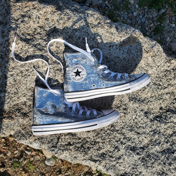 silver sequin high tops